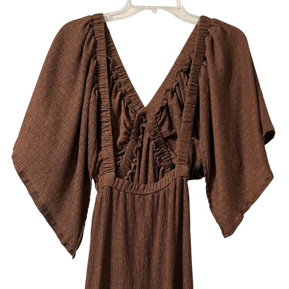 Sunnow Maxi Chocolate Brown V-Neck Dress - Size Small - Picture 6 of 7